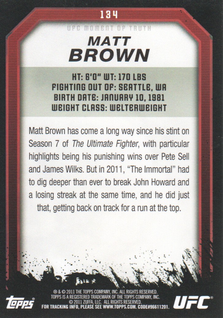 2011 Topps UFC Moment of Truth BASE MMA Cards Pick from List - Picture 157 of 275