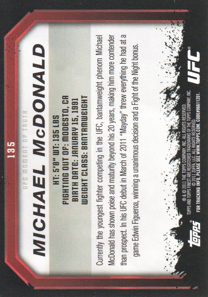 2011 Topps UFC Moment of Truth BASE MMA Cards Pick from List - Picture 159 of 275