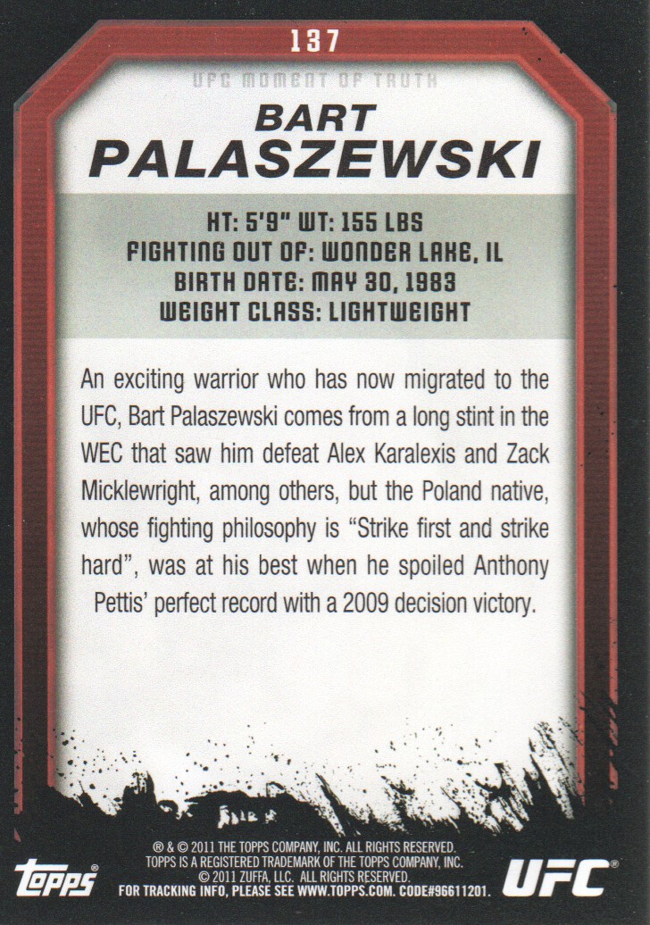 2011 Topps UFC Moment of Truth BASE MMA Cards Pick from List - Picture 161 of 275