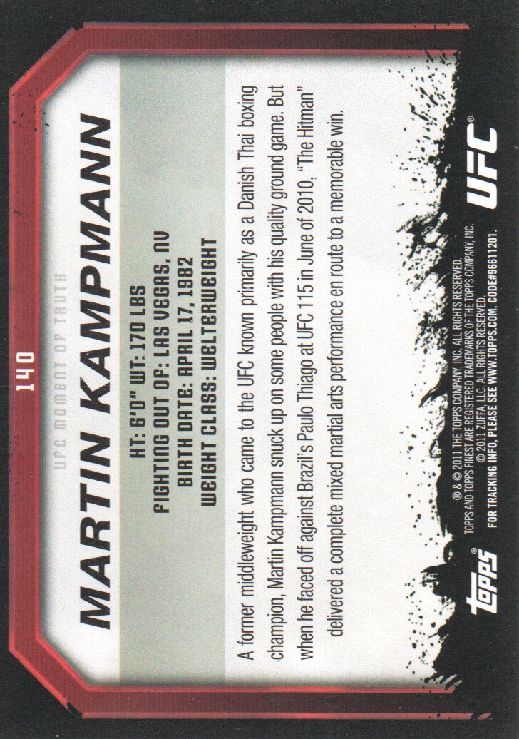 2011 Topps UFC Moment of Truth BASE MMA Cards Pick from List - Picture 165 of 275