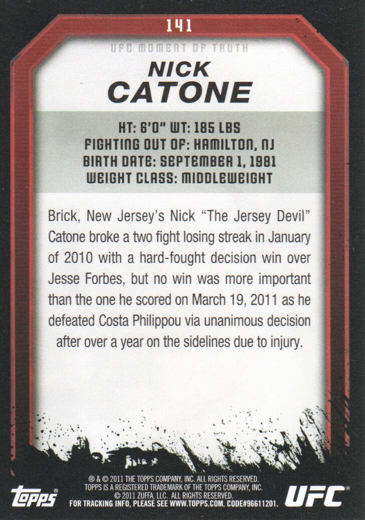 2011 Topps UFC Moment of Truth BASE MMA Cards Pick from List - Picture 167 of 275