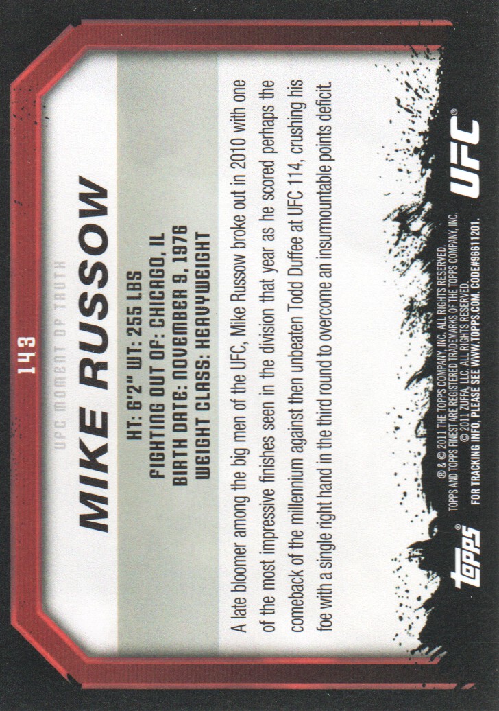 2011 Topps UFC Moment of Truth BASE MMA Cards Pick from List - Picture 171 of 275