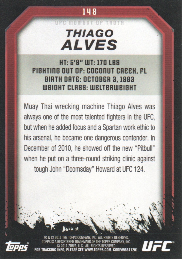 2011 Topps UFC Moment of Truth BASE MMA Cards Pick from List - Picture 177 of 275
