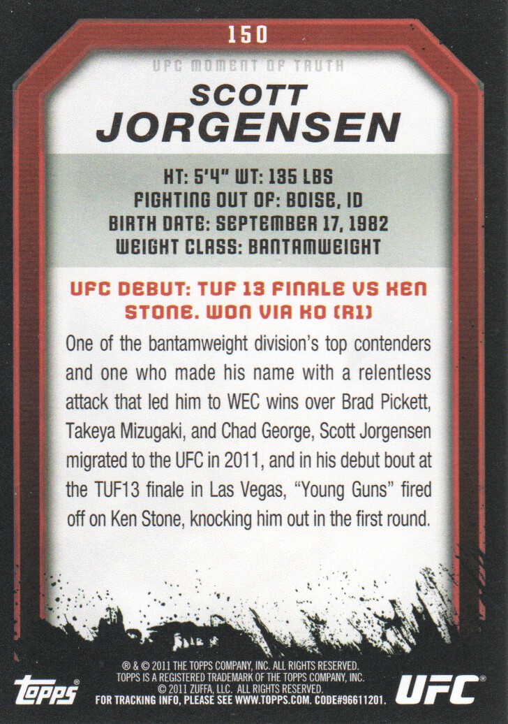 2011 Topps UFC Moment of Truth BASE MMA Cards Pick from List - Picture 179 of 275