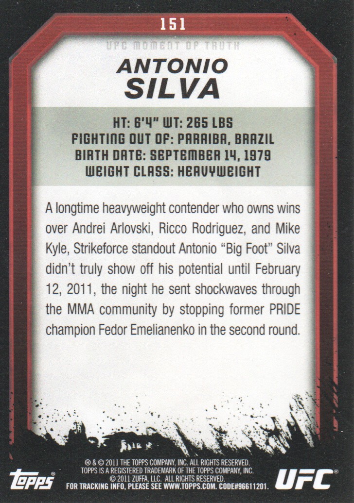 2011 Topps UFC Moment of Truth BASE MMA Cards Pick from List - Picture 181 of 275