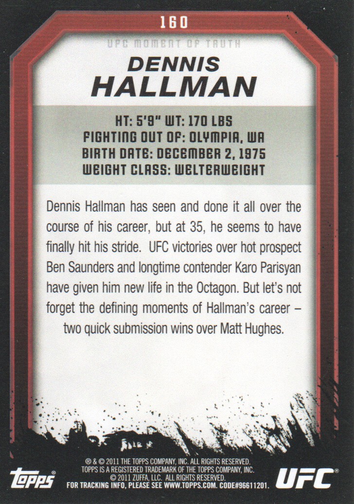 2011 Topps UFC Moment of Truth BASE MMA Cards Pick from List - Picture 191 of 275