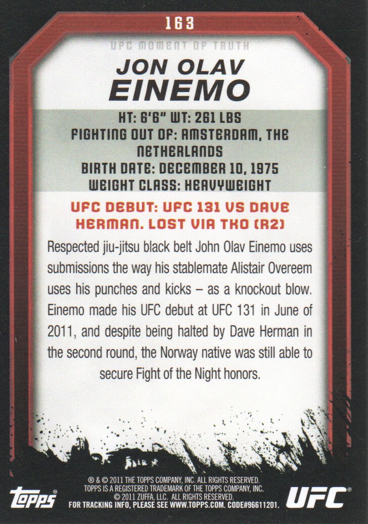 2011 Topps UFC Moment of Truth BASE MMA Cards Pick from List - Picture 195 of 275
