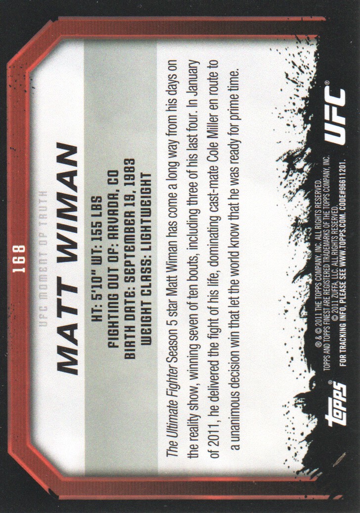 2011 Topps UFC Moment of Truth BASE MMA Cards Pick from List - Picture 201 of 275