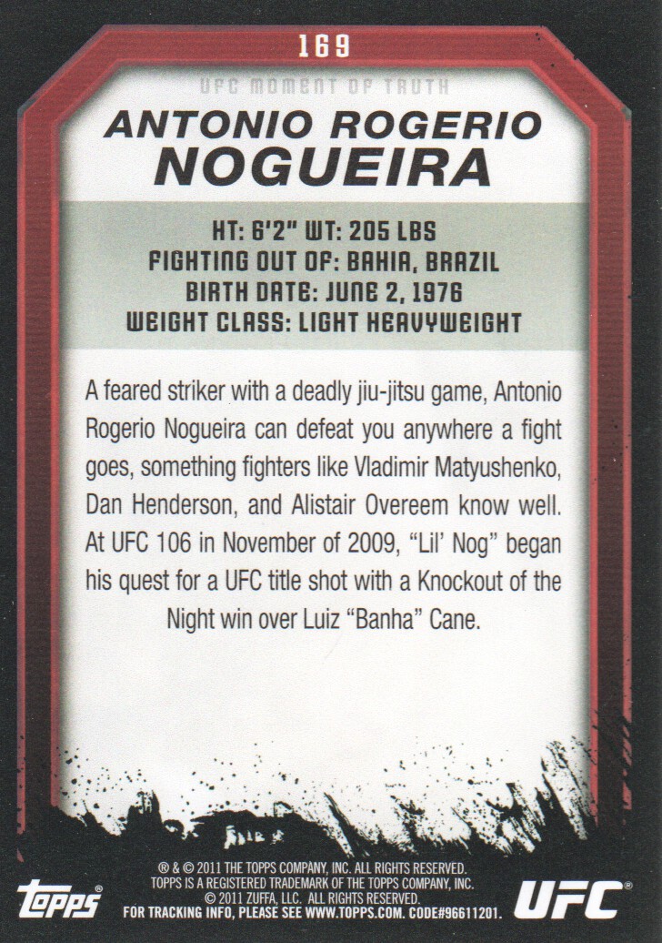 2011 Topps UFC Moment of Truth BASE MMA Cards Pick from List - Picture 203 of 275