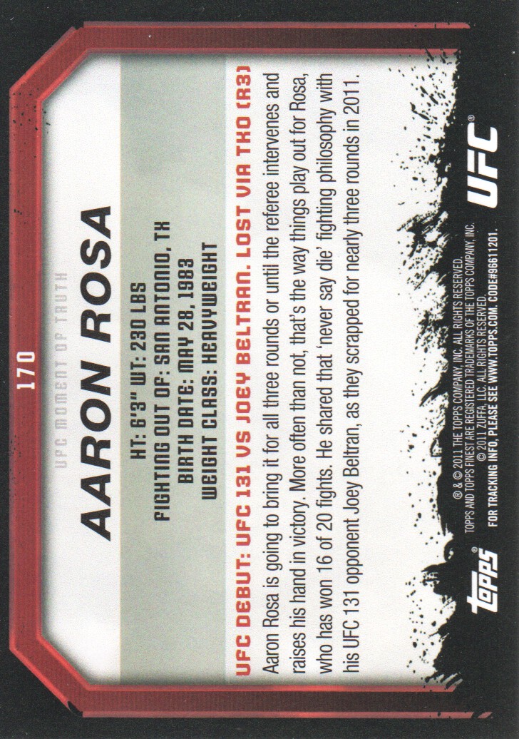 2011 Topps UFC Moment of Truth BASE MMA Cards Pick from List - Picture 205 of 275