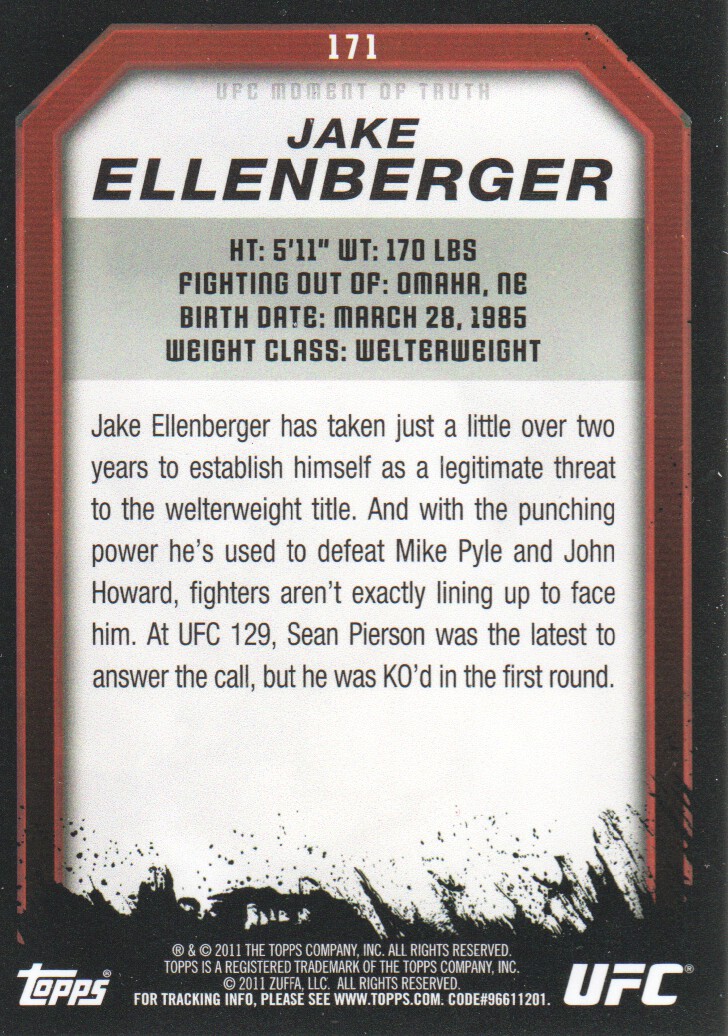2011 Topps UFC Moment of Truth BASE MMA Cards Pick from List - Picture 207 of 275