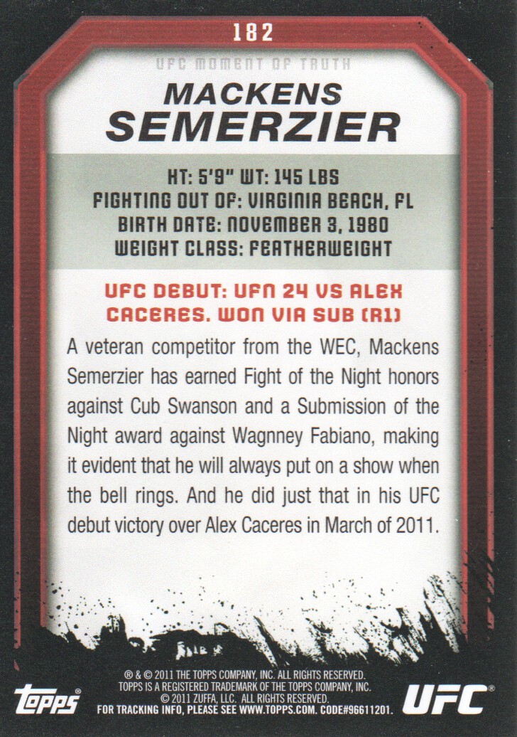 2011 Topps UFC Moment of Truth BASE MMA Cards Pick from List - Picture 223 of 275