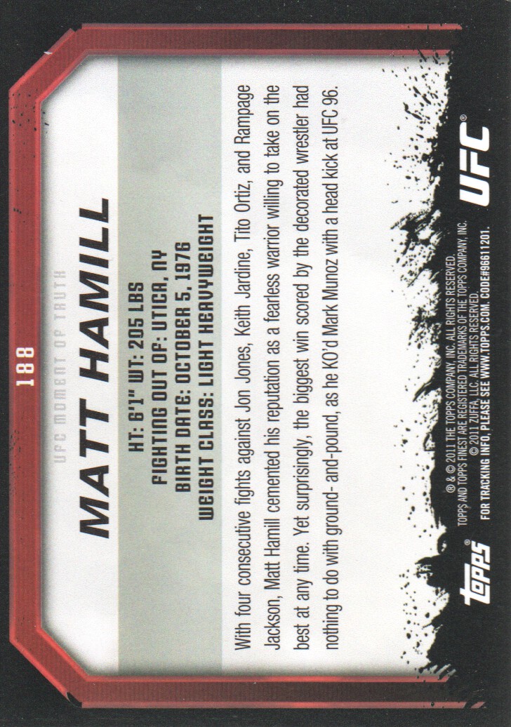 2011 Topps UFC Moment of Truth BASE MMA Cards Pick from List - Picture 231 of 275