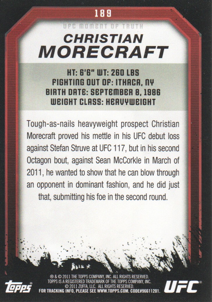 2011 Topps UFC Moment of Truth BASE MMA Cards Pick from List - Picture 233 of 275