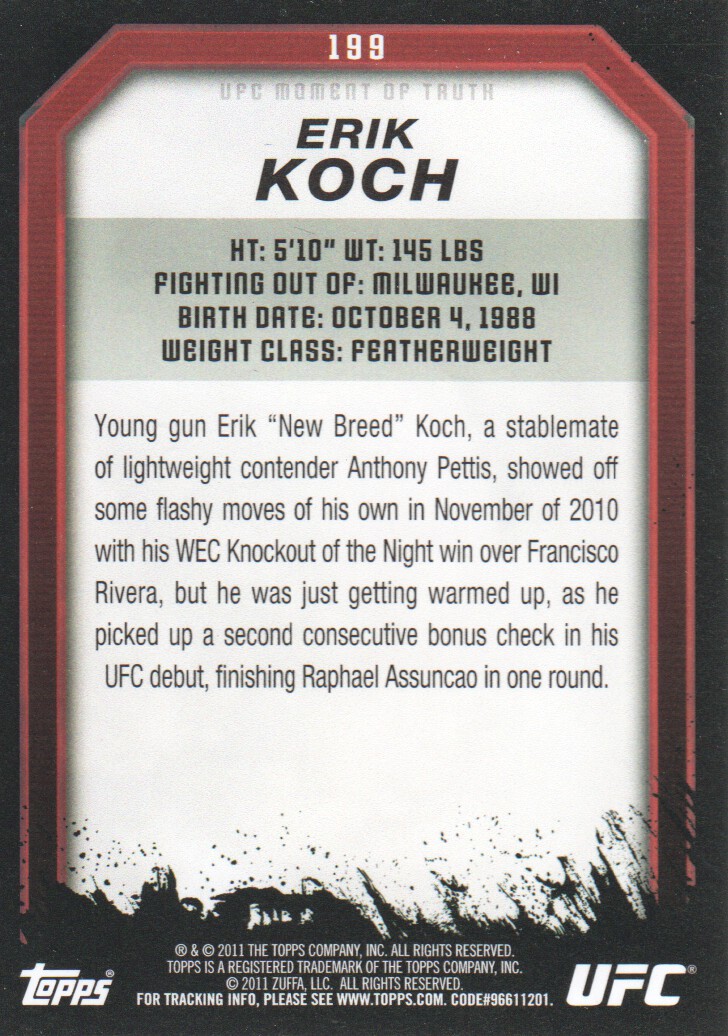 2011 Topps UFC Moment of Truth BASE MMA Cards Pick from List - Picture 249 of 275