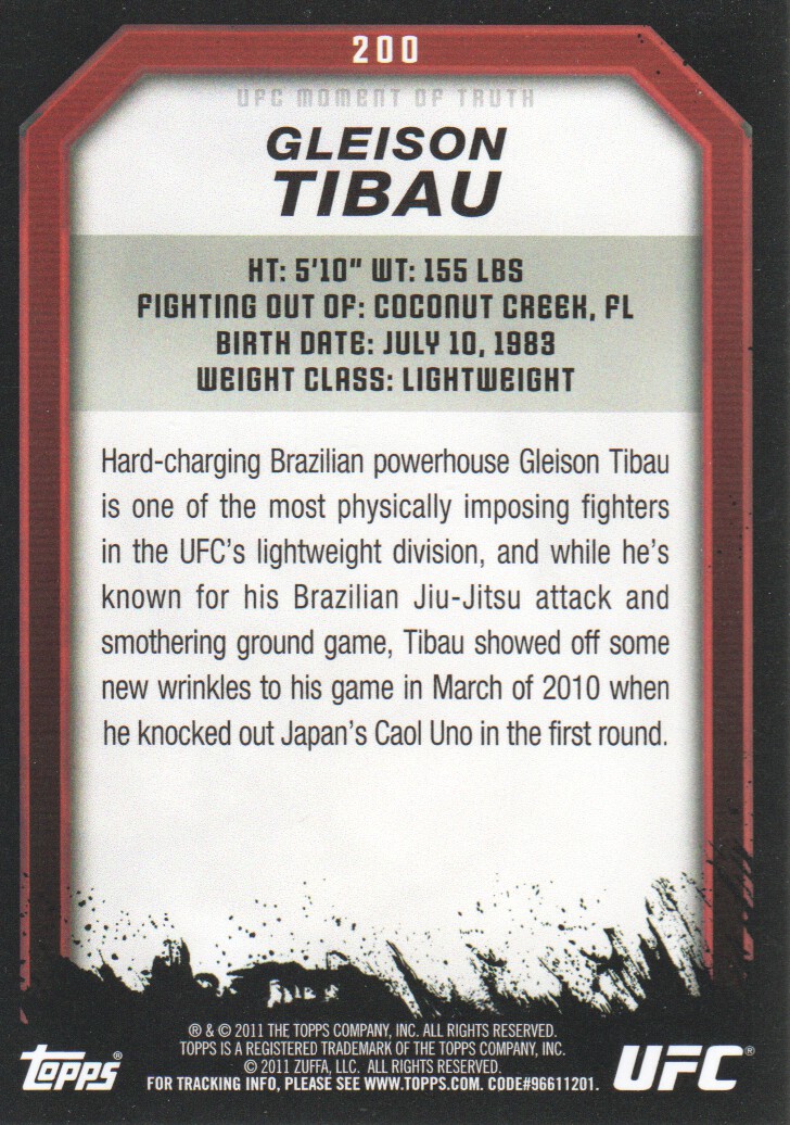 2011 Topps UFC Moment of Truth BASE MMA Cards Pick from List - Picture 251 of 275