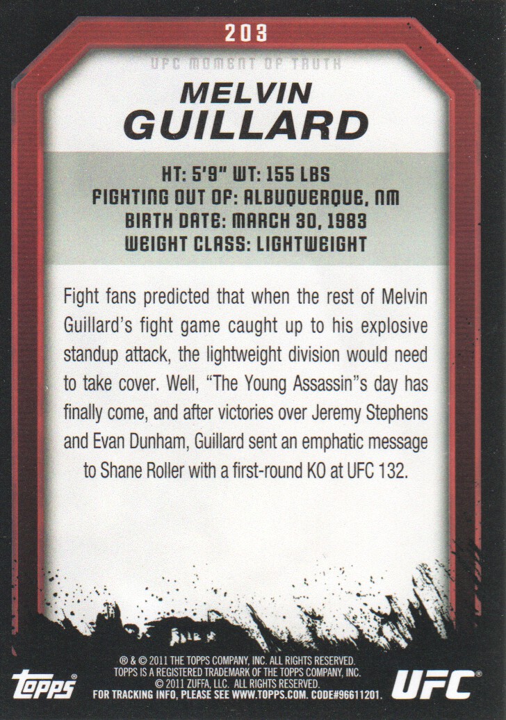 2011 Topps UFC Moment of Truth BASE MMA Cards Pick from List - Picture 253 of 275