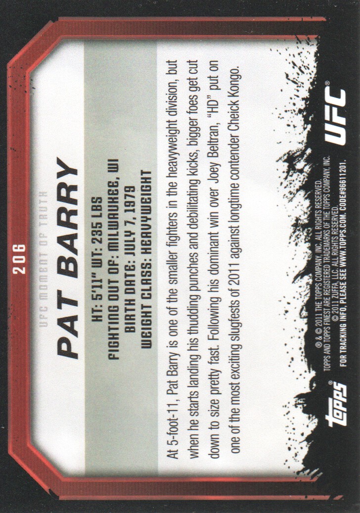 2011 Topps UFC Moment of Truth BASE MMA Cards Pick from List - Picture 255 of 275
