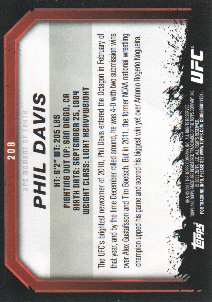 2011 Topps UFC Moment of Truth BASE MMA Cards Pick from List - Picture 259 of 275