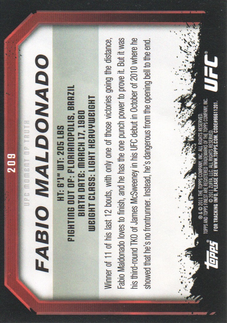 2011 Topps UFC Moment of Truth BASE MMA Cards Pick from List - Picture 261 of 275