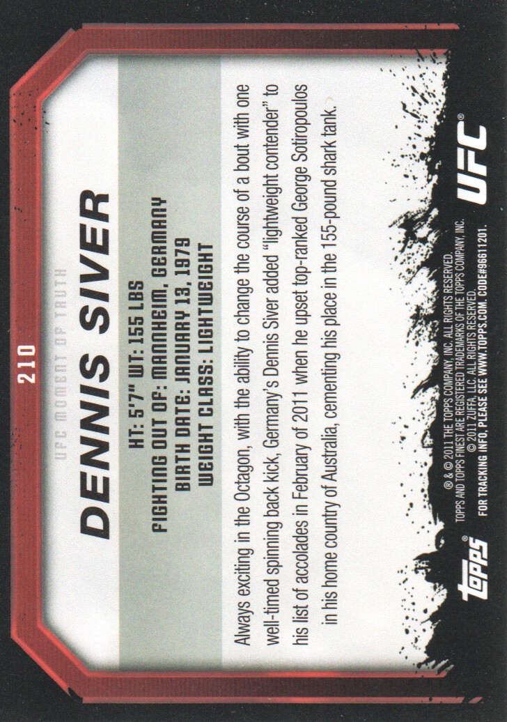 2011 Topps UFC Moment of Truth BASE MMA Cards Pick from List - Picture 263 of 275