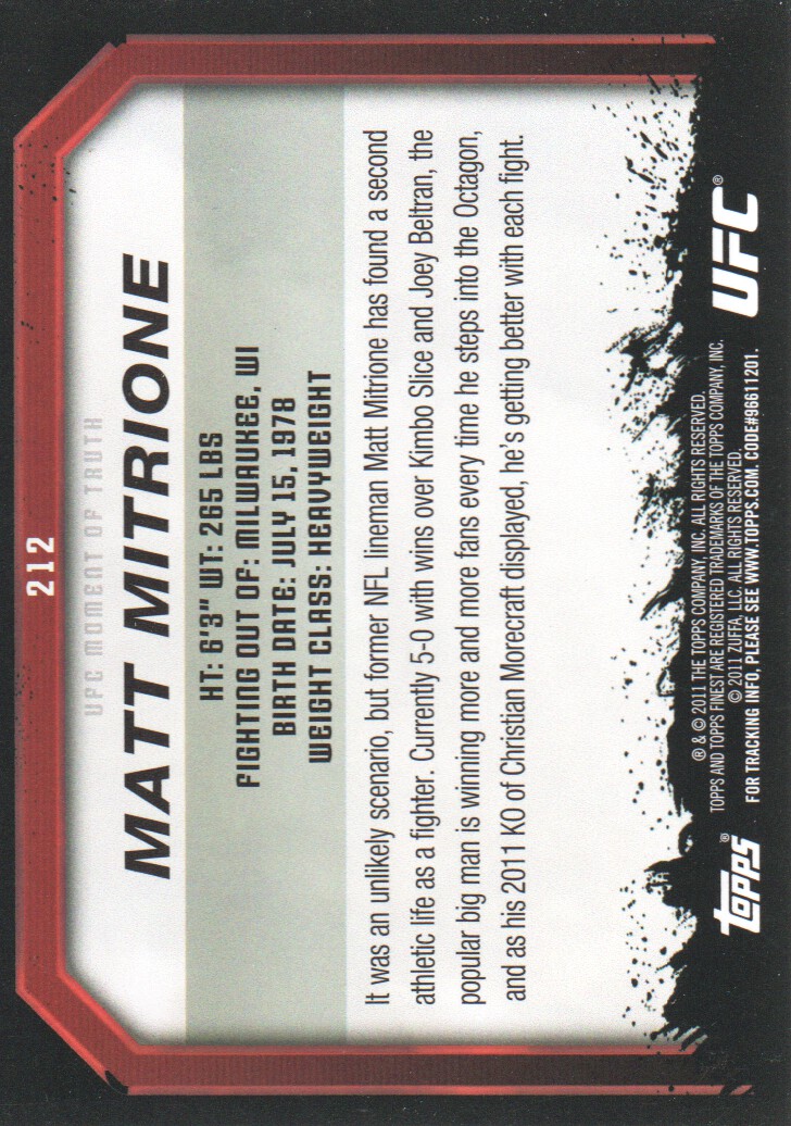2011 Topps UFC Moment of Truth BASE MMA Cards Pick from List - Picture 267 of 275