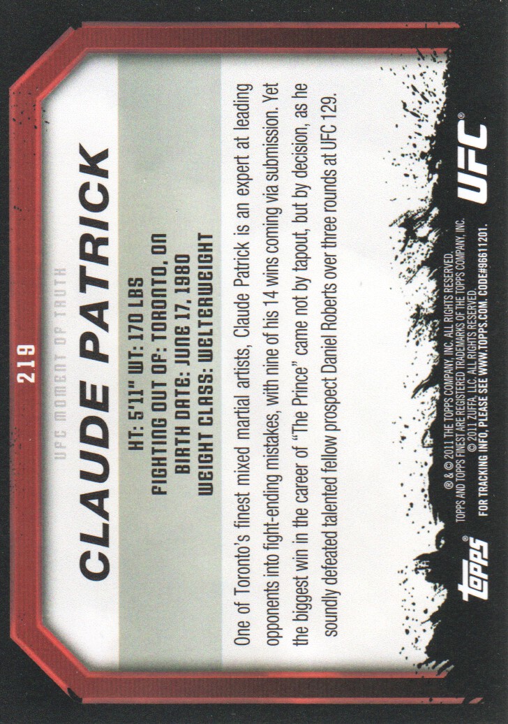 2011 Topps UFC Moment of Truth BASE MMA Cards Pick from List - Picture 275 of 275