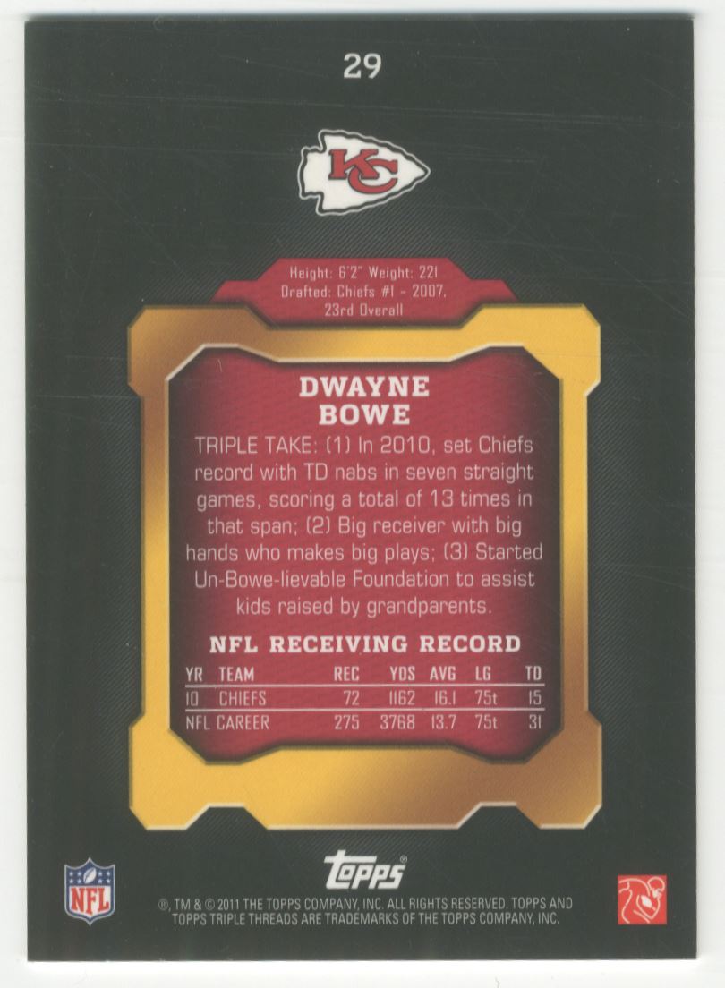 2011 Topps Triple Threads Ruby #29 Dwayne Bowe back image