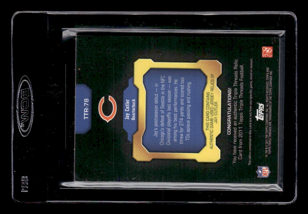 2011 Topps Triple Threads Relic #TTR76 Jay Cutler back image