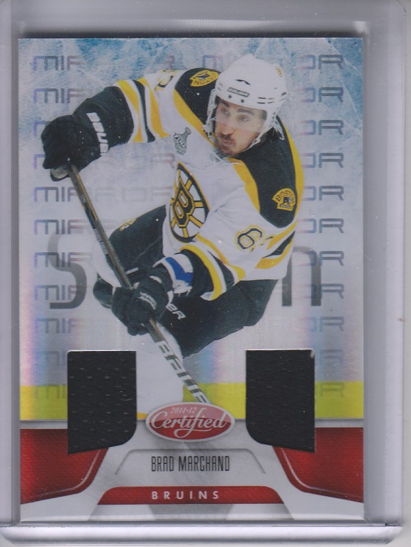 2011-12 Certified Mirror Red Materials Dual #136 Brad Marchand/150