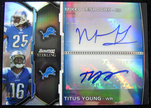 2011 Bowman Sterling Dual Autographs #BSDALY Mikel Leshoure/Titus Young