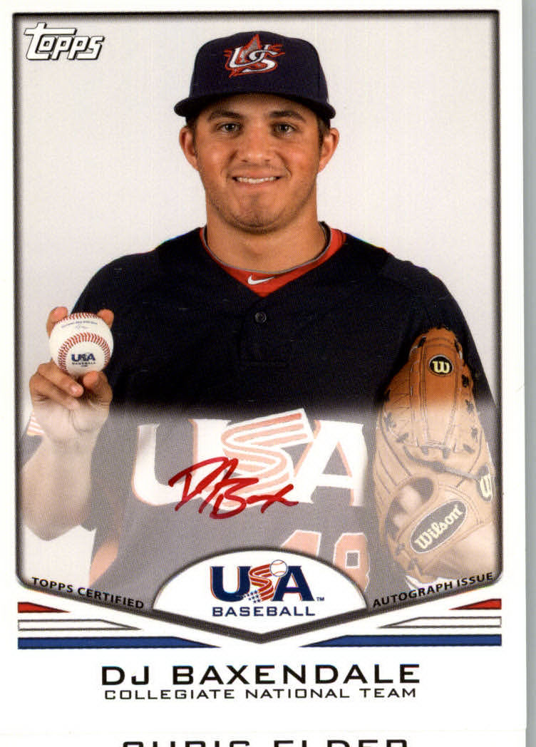 2011 USA Baseball Autographs Red #A2 D.J. Baxendale