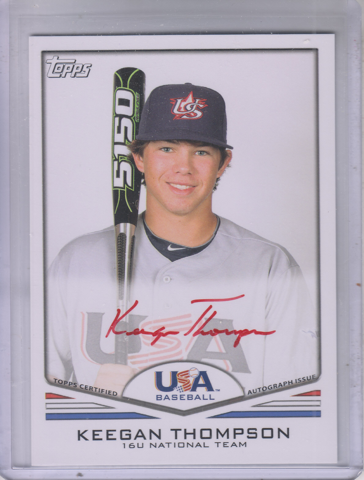 2011 USA Baseball Autographs Red #A39 Keegan Thompson