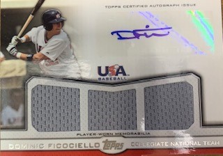 2011 USA Baseball Triple Jersey Autographs #DF Dominic Ficociello/214