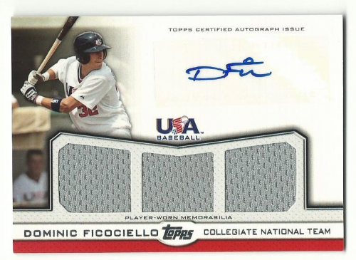 2011 USA Baseball Triple Jersey Autographs #DF Dominic Ficociello/214