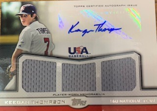 2011 USA Baseball Triple Jersey Autographs #KT Keegan Thompson/64