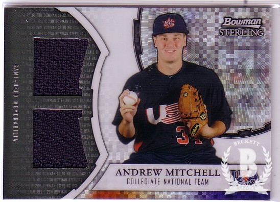 2011 Bowman Sterling USA Baseball Dual Relic X-Fractors #AM Andrew Mitchell