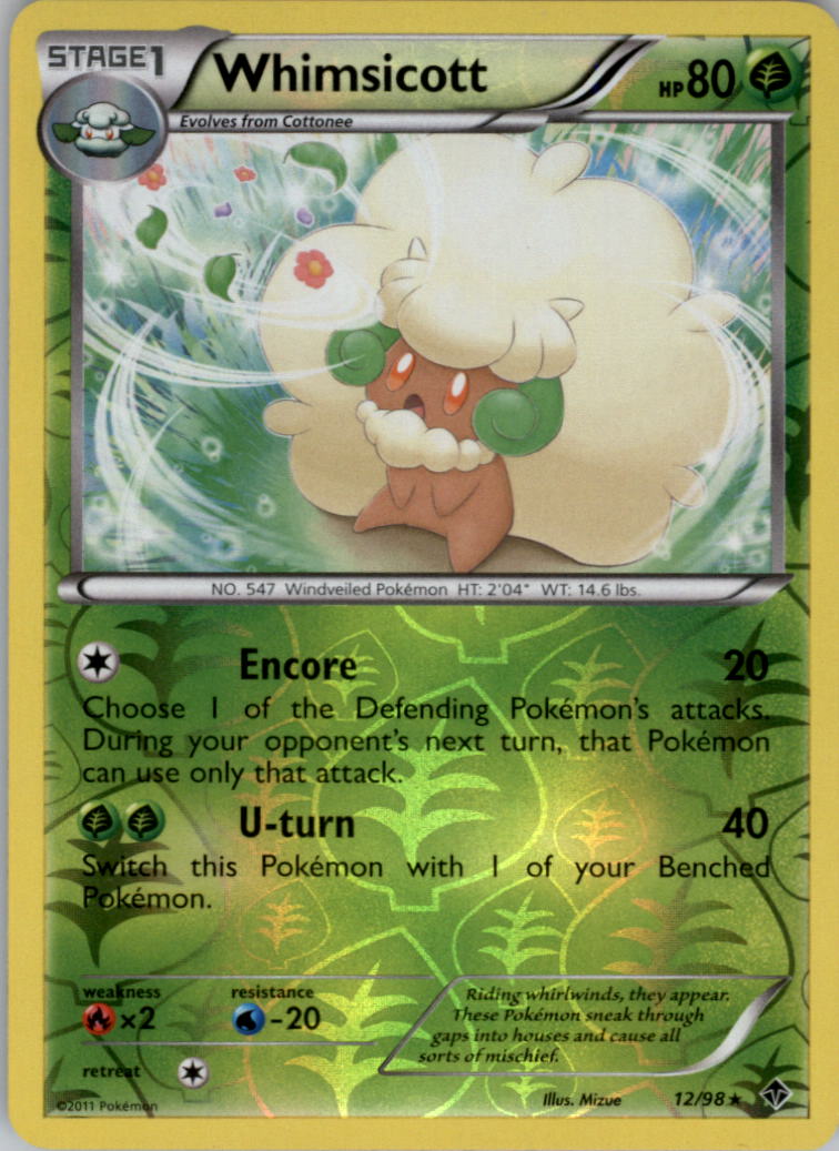2011 Pokemon Black and White Emerging Powers Reverse Foil #12 Whimsicott R  - NM-MT