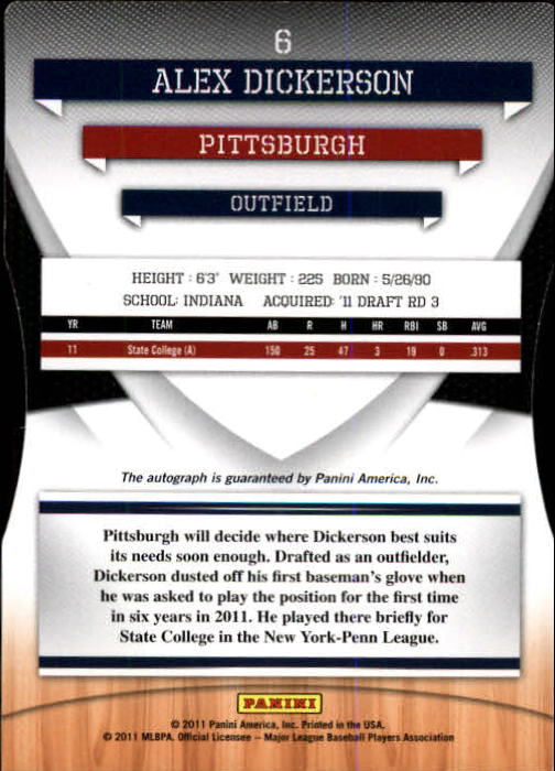 2011 Donruss Elite Extra Edition Prospects Signature Aspirations #6 Alex Dickerson