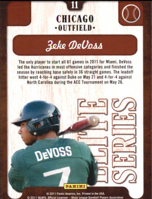 2011 Donruss Elite Extra Edition Elite Series #11 Zeke DeVoss back image