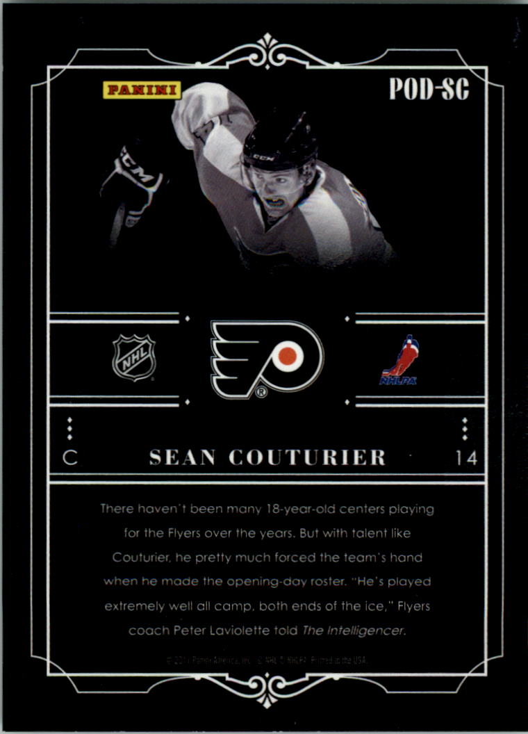 2011-12 Panini Player of the Day Black Border #PODSC Sean Couturier back image