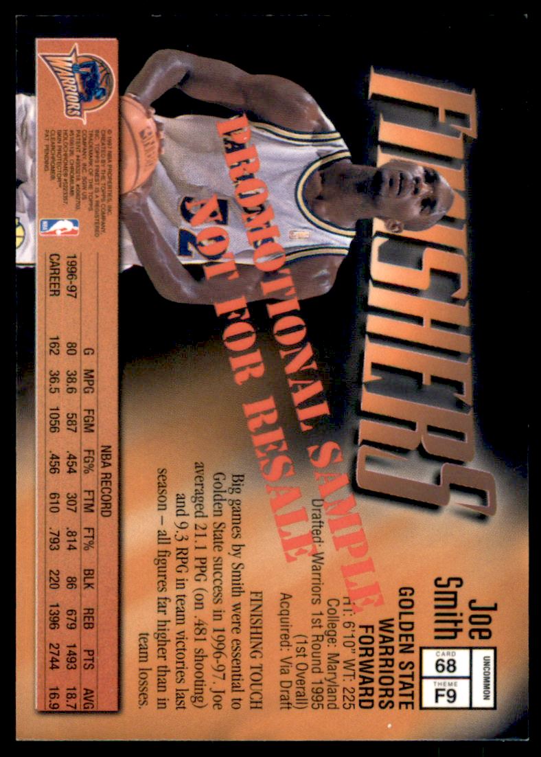 1997-98 Finest Promos #68 Joe Smith back image