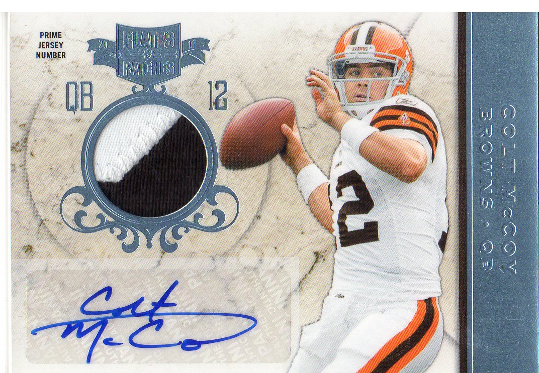 2011 Panini Plates and Patches Jersey Autographs Prime Jersey Number #54 Colt McCoy/5