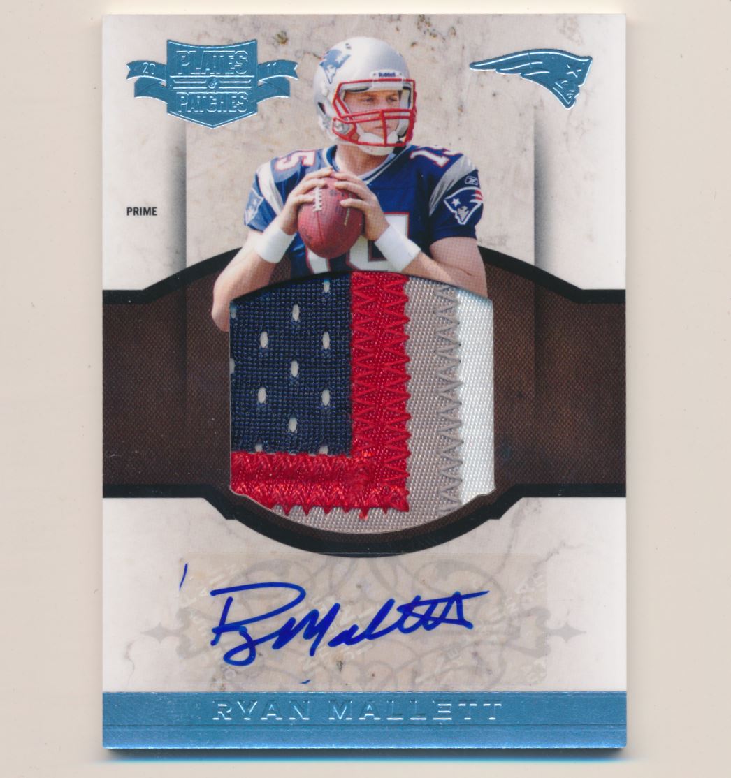 2011 Panini Plates and Patches Rookie Autographed Jumbo Materials Prime #28 Ryan Mallett