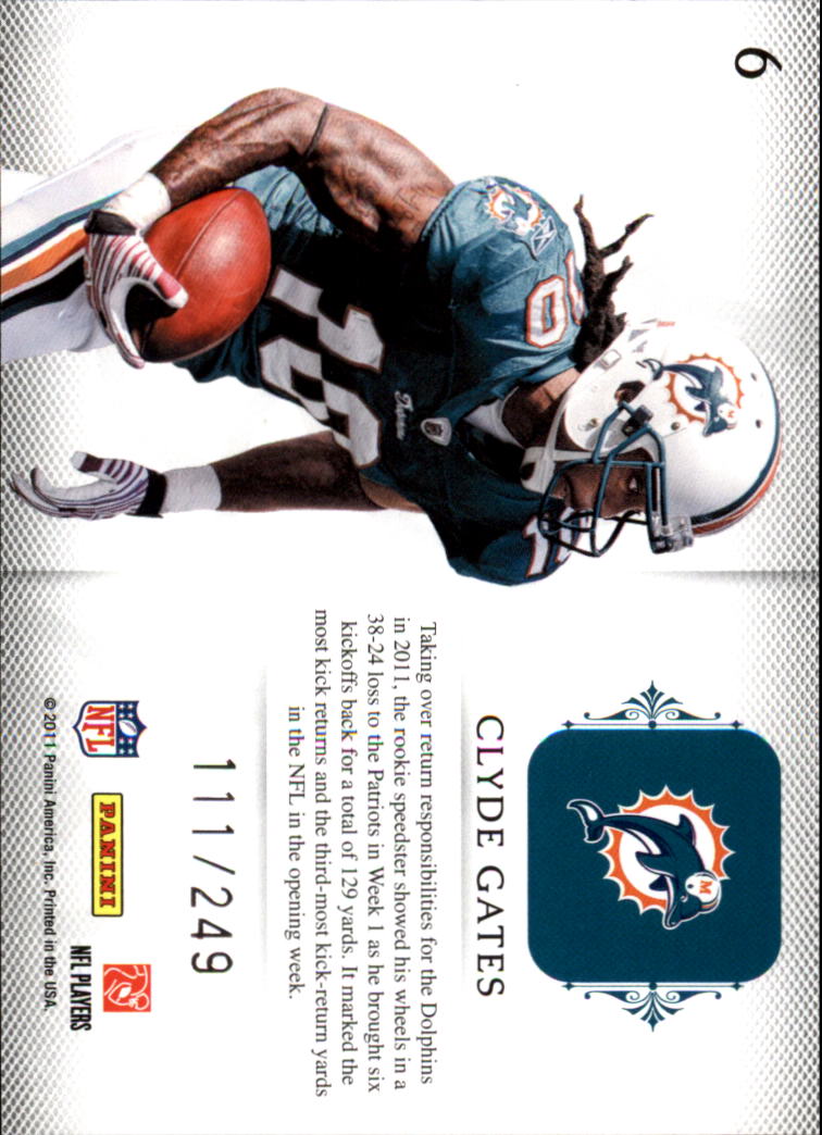 2011 Panini Plates and Patches Rookie Blitz #6 Clyde Gates back image