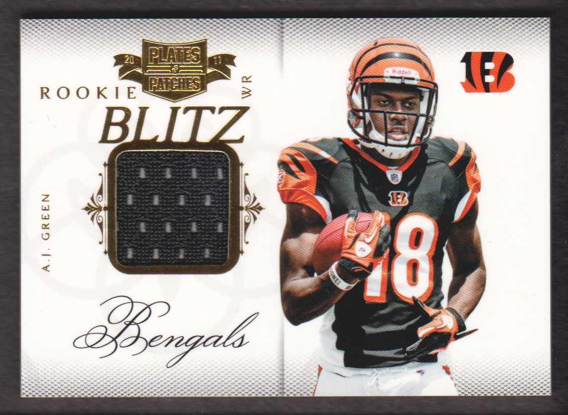 2011 Panini Plates and Patches Rookie Blitz Materials #4 A.J. Green/299