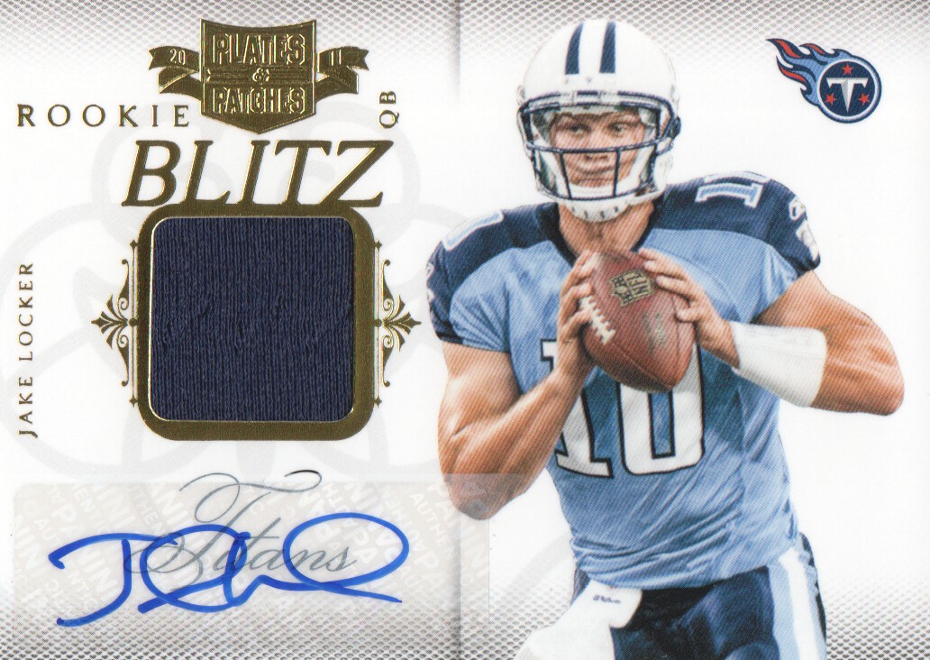 2011 Panini Plates and Patches Rookie Blitz Autograph Materials #8 Jake Locker