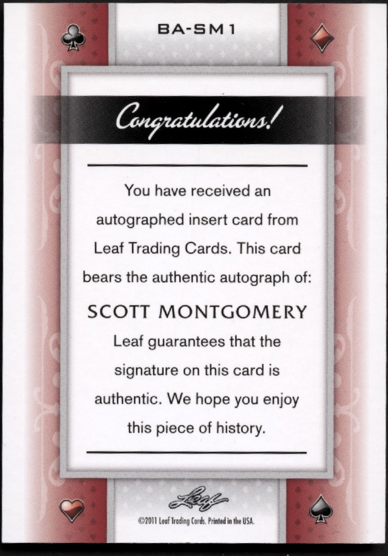 2011 Leaf Poker Hearts #BASM1 Scott Montgomery/20 back image