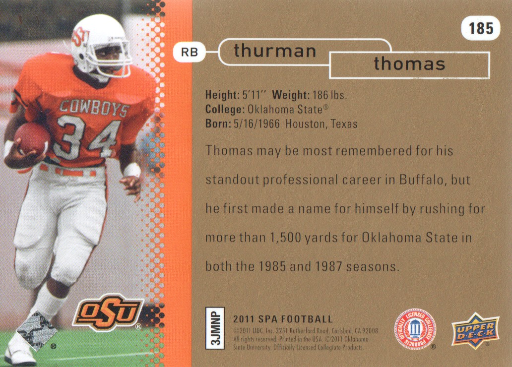 2011 SP Authentic #185 Thurman Thomas FW back image
