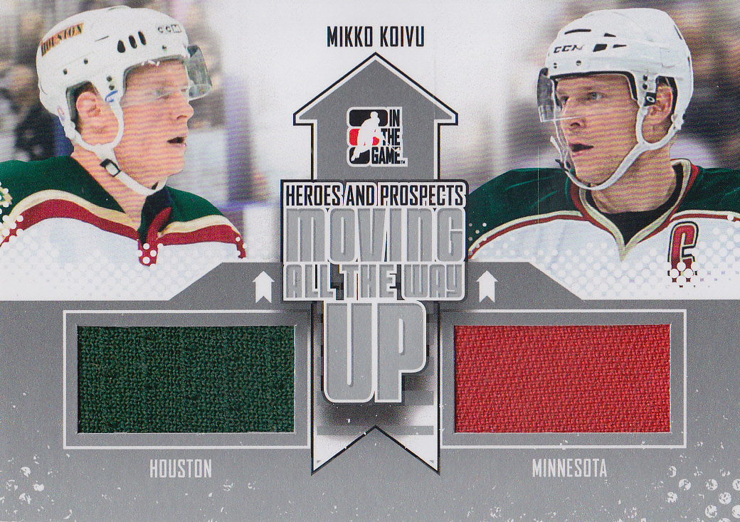 2011-12 ITG Heroes and Prospects Moving All the Way Up Dual Jerseys Silver #MAU03 Mikko Koivu